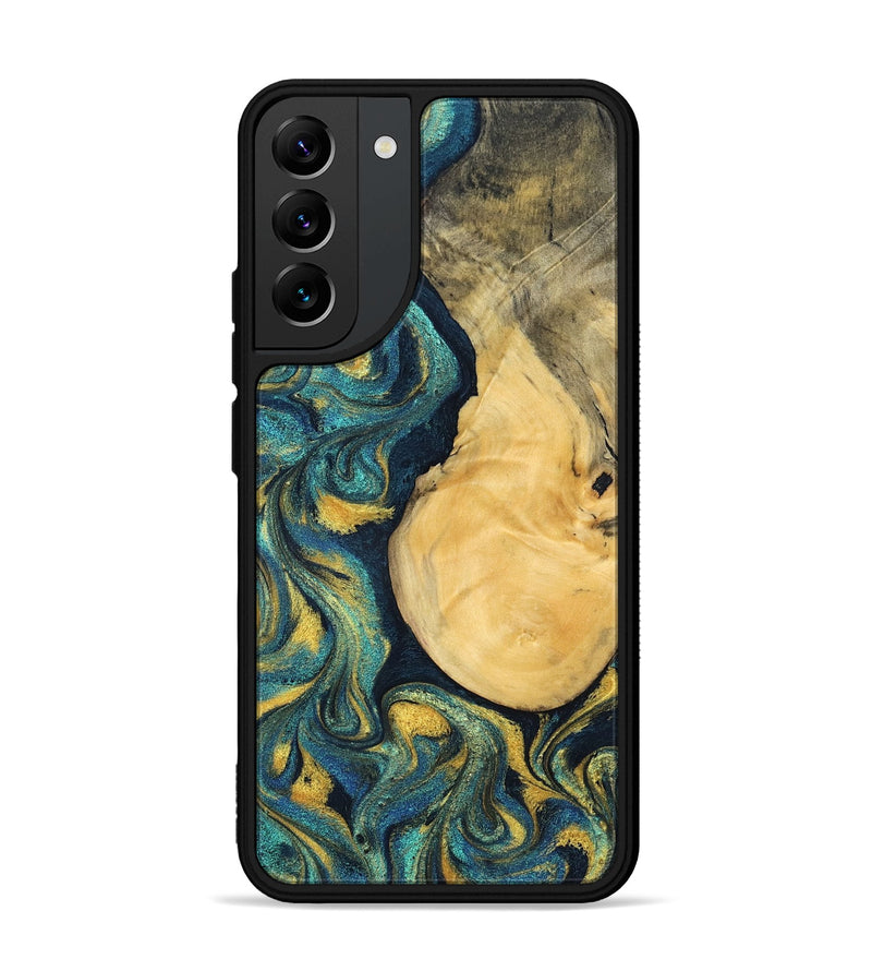 Galaxy S22 Plus Wood Phone Case - Johnna (Teal & Gold, 831015)