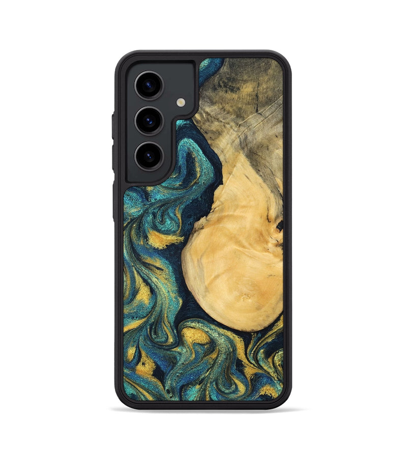 Galaxy S24 Wood Phone Case - Johnna (Teal & Gold, 831015)
