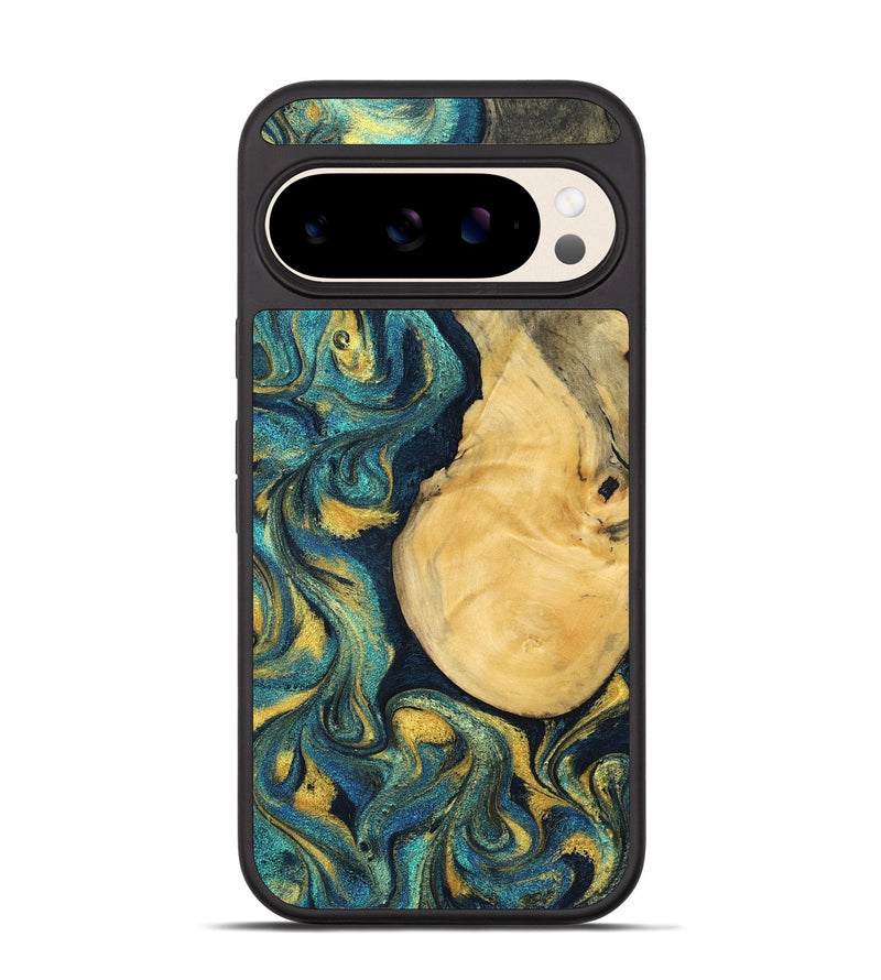 Pixel 10 Wood Phone Case - Johnna (Teal & Gold, 831015)