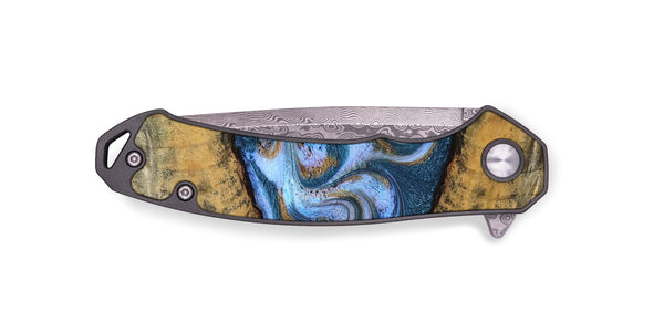 EDC Wood Pocket Knife - Annie (Teal & Gold, 831016)