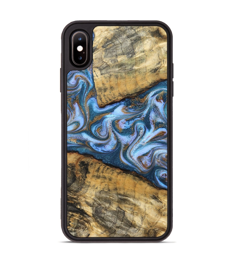iPhone Xs Max Wood Phone Case - Annie (Teal & Gold, 831016)