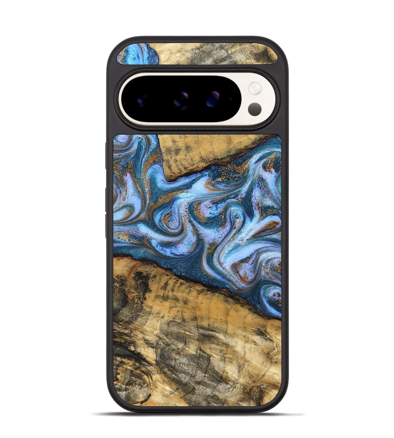 Pixel 9 Pro Wood Phone Case - Annie (Teal & Gold, 831016)