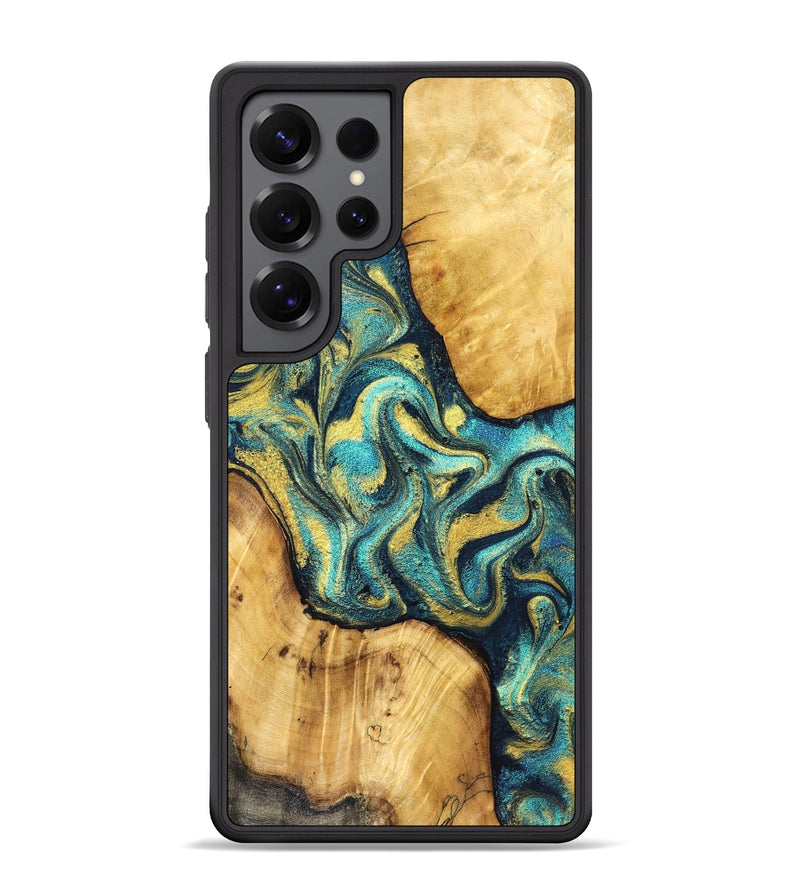 Galaxy S25 Ultra Wood Phone Case - Vance (Teal & Gold, 831017)