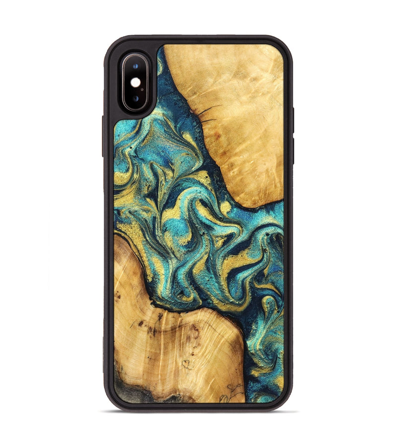 iPhone Xs Max Wood Phone Case - Vance (Teal & Gold, 831017)