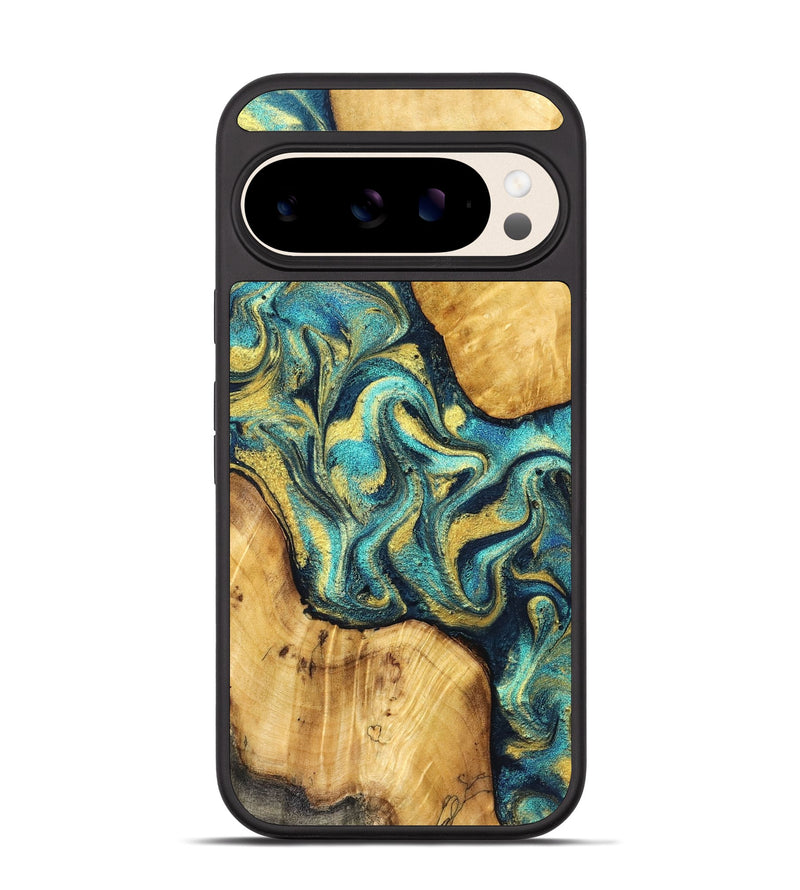Pixel 10 Wood Phone Case - Vance (Teal & Gold, 831017)