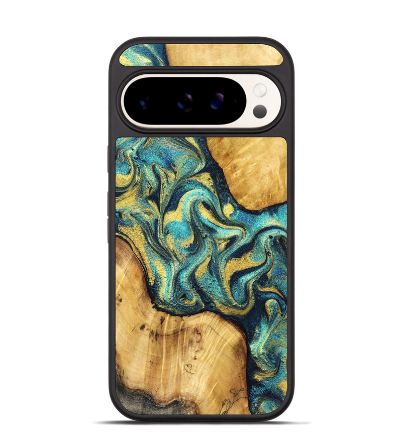 Pixel 9 Pro Wood Phone Case - Vance (Teal & Gold, 831017)