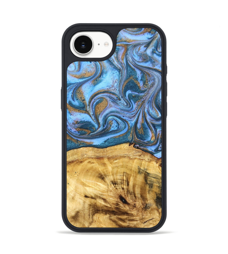 iPhone 17e Wood Phone Case - Lena (Teal & Gold, 831018)