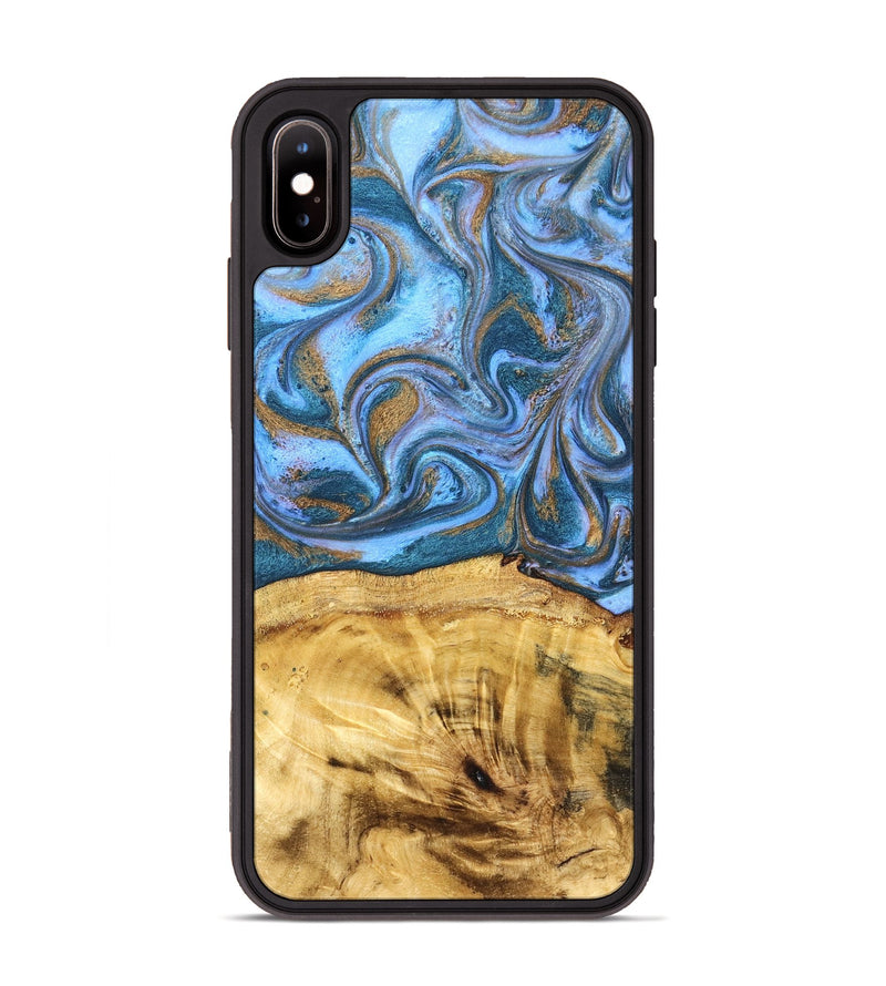 iPhone Xs Max Wood Phone Case - Lena (Teal & Gold, 831018)