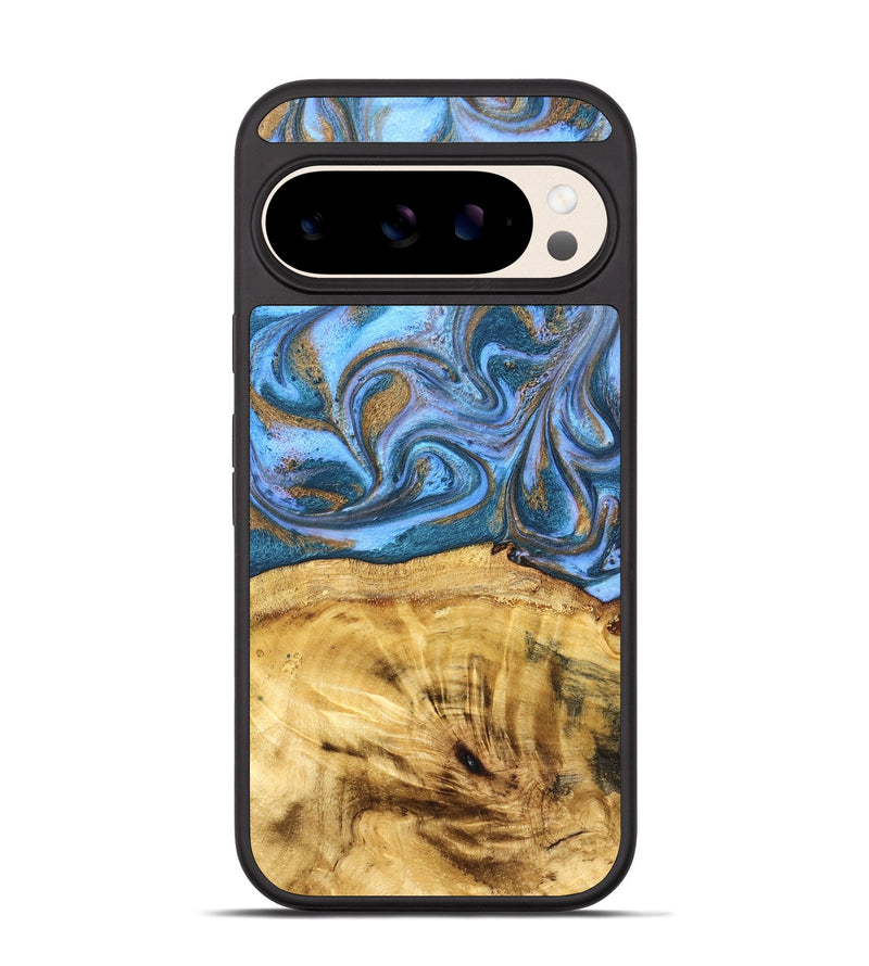Pixel 10 Wood Phone Case - Lena (Teal & Gold, 831018)