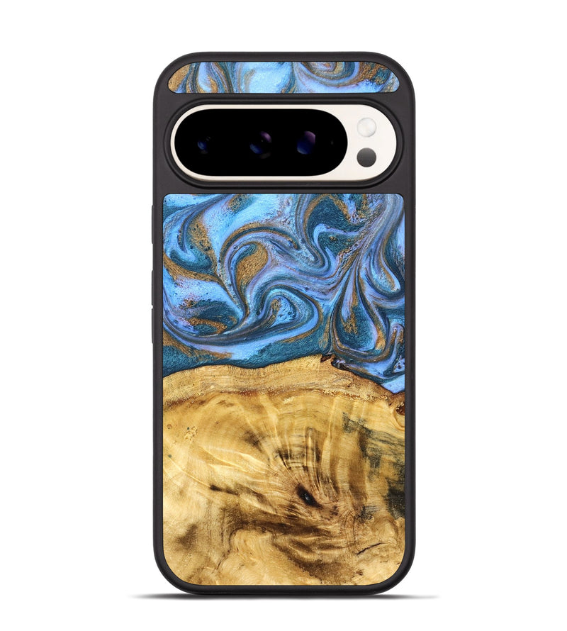 Pixel 9 Wood Phone Case - Lena (Teal & Gold, 831018)