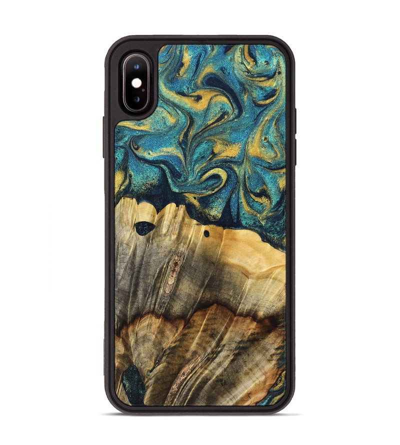 iPhone Xs Max Wood Phone Case - Adler (Teal & Gold, 831019)