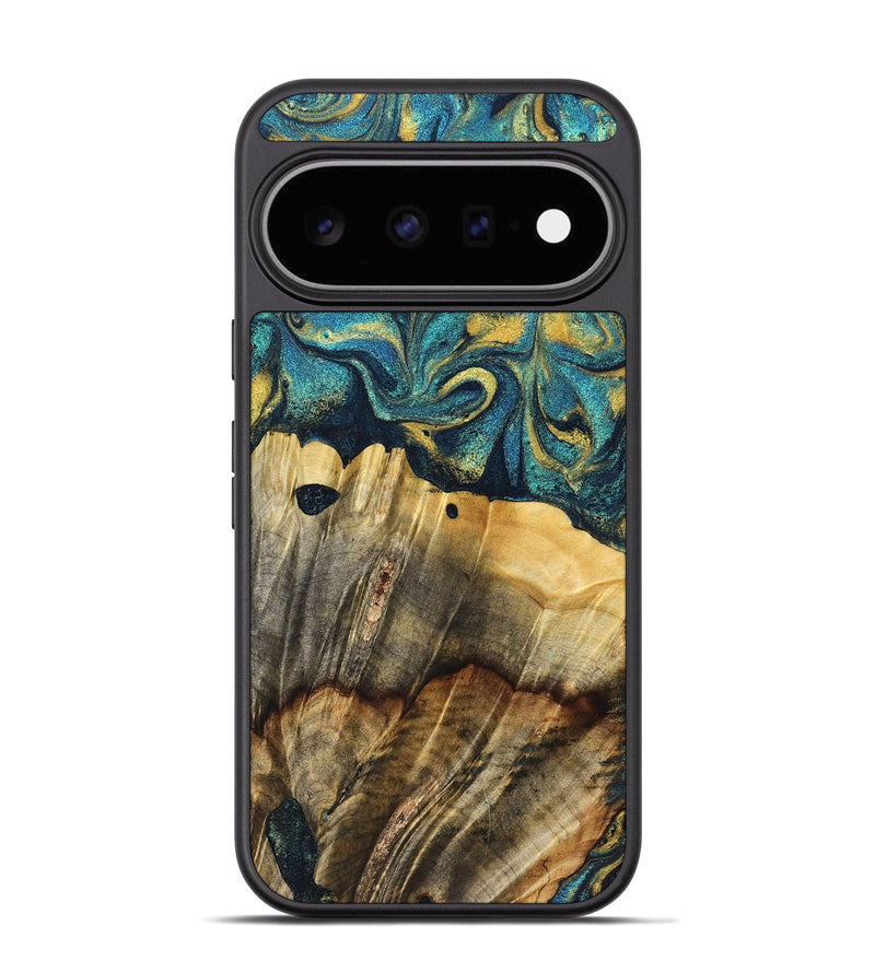 Pixel 11 Pro Wood Phone Case - Adler (Teal & Gold, 831019)