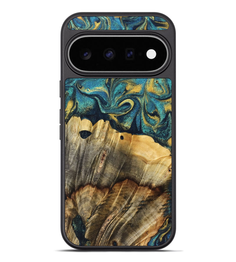 Pixel 11 Pro XL Wood Phone Case - Adler (Teal & Gold, 831019)