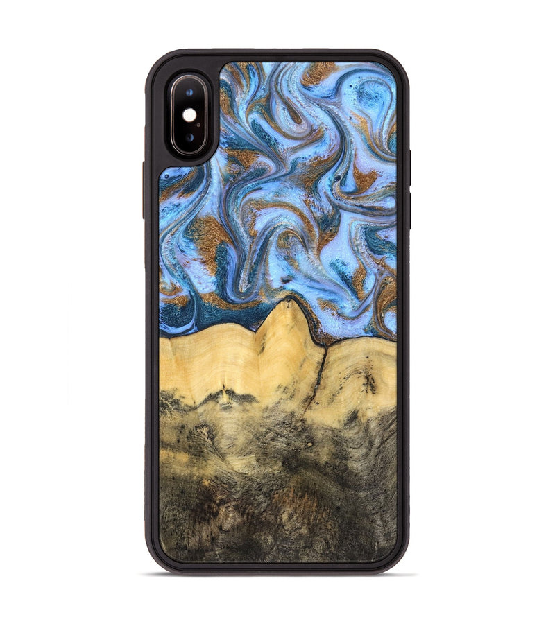 iPhone Xs Max Wood Phone Case - Mallie (Teal & Gold, 831020)