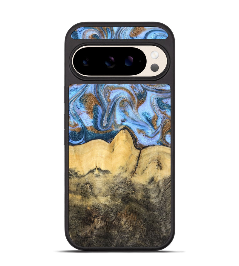 Pixel 10 Wood Phone Case - Mallie (Teal & Gold, 831020)