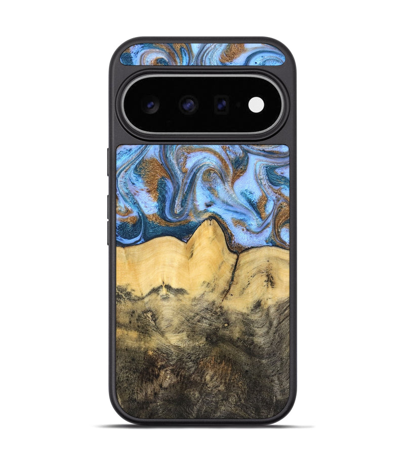Pixel 11 Pro Wood Phone Case - Mallie (Teal & Gold, 831020)