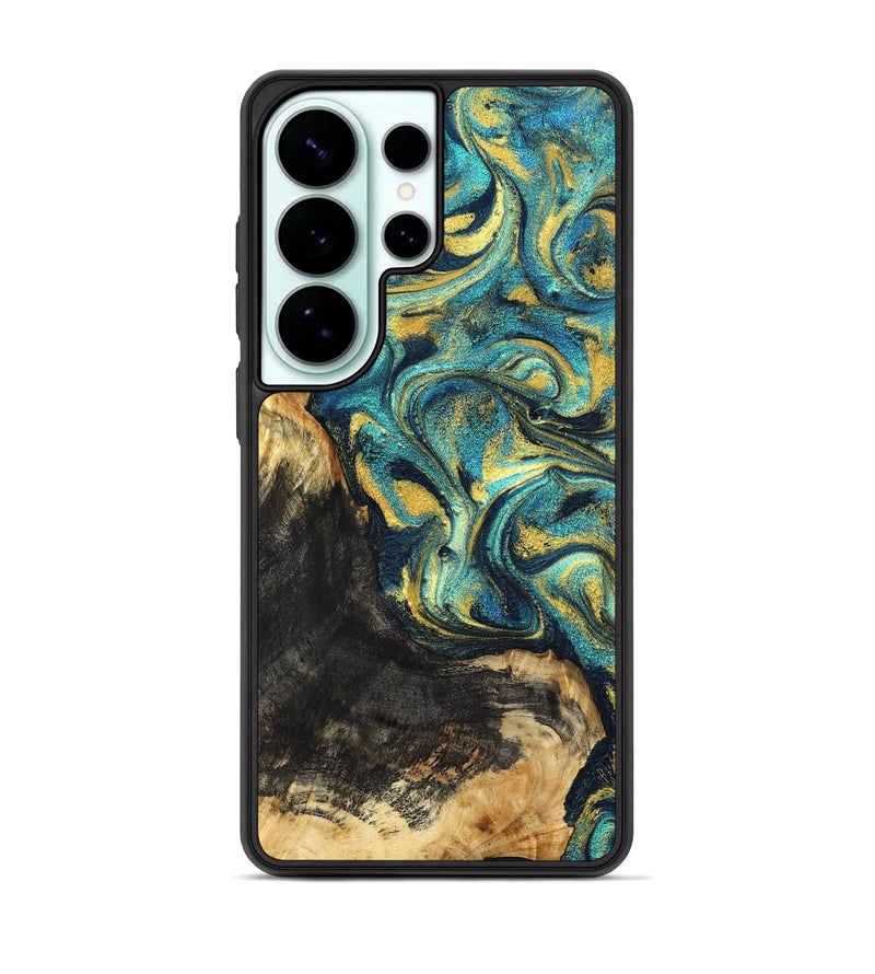 Galaxy S26 Ultra Wood Phone Case - Lilly (Teal & Gold, 831023)