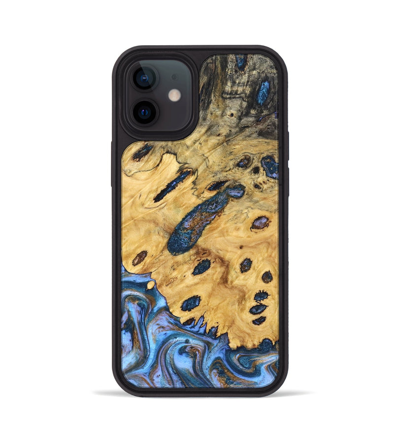 iPhone 12 Wood Phone Case - Faith (Teal & Gold, 831024)