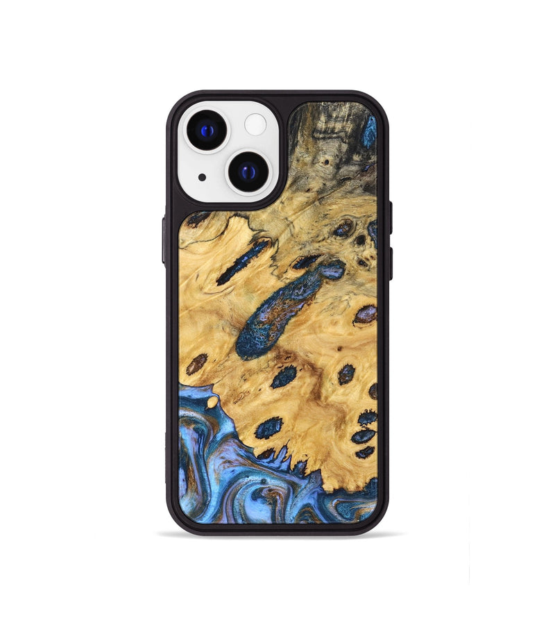iPhone 13 mini Wood Phone Case - Faith (Teal & Gold, 831024)
