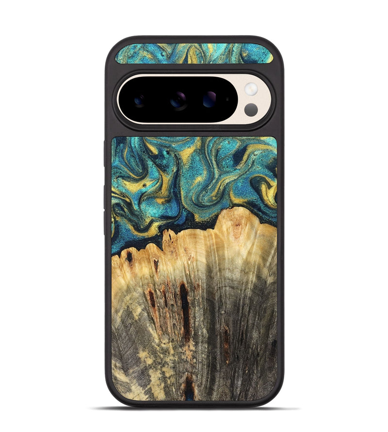 Pixel 10 Wood Phone Case - Violeta (Teal & Gold, 831025)