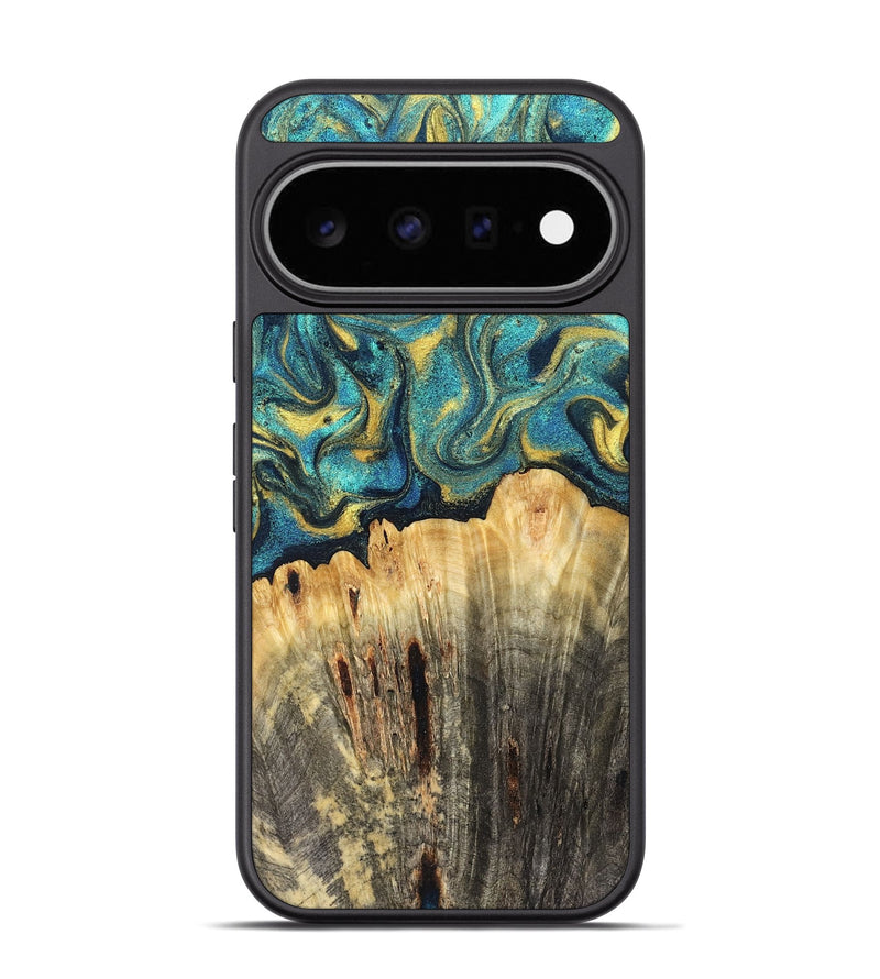 Pixel 11 Pro Wood Phone Case - Violeta (Teal & Gold, 831025)