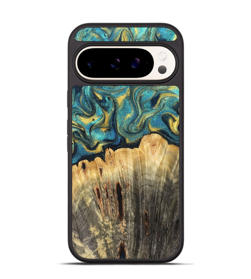 Pixel 9 Pro Wood Phone Case - Violeta (Teal & Gold, 831025)