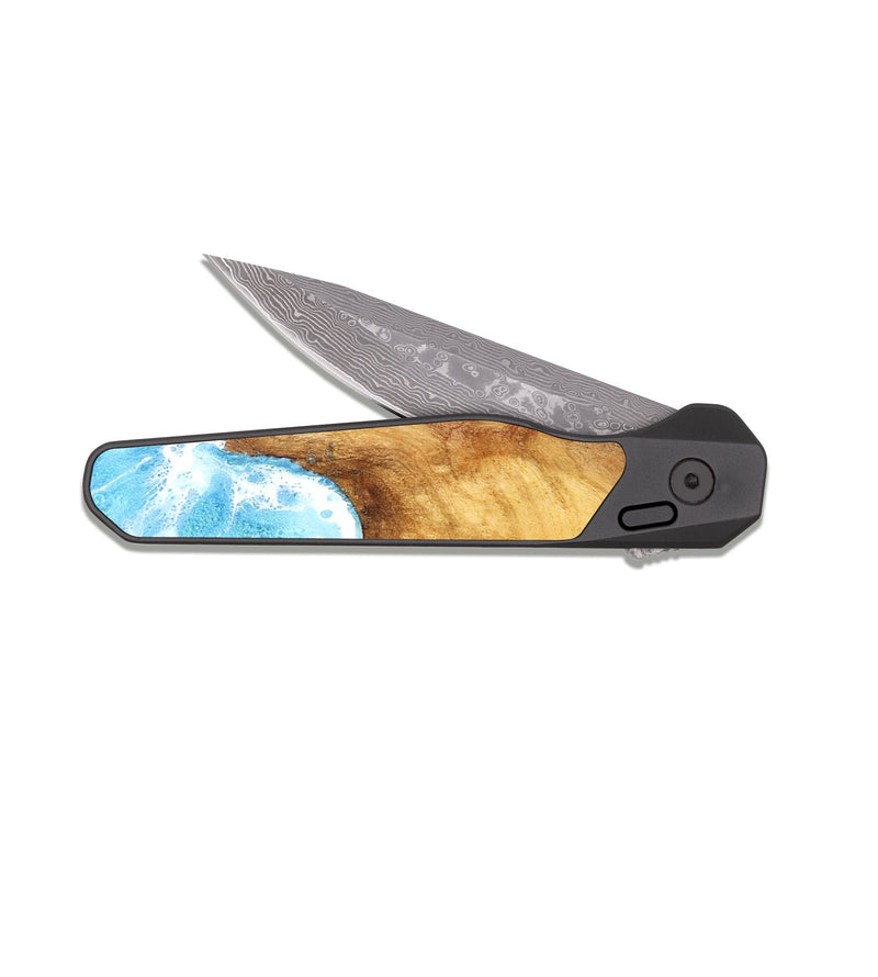 EDC Dark Damascus Wood Pocket Knife - Jerrold (Coastal, 831120)