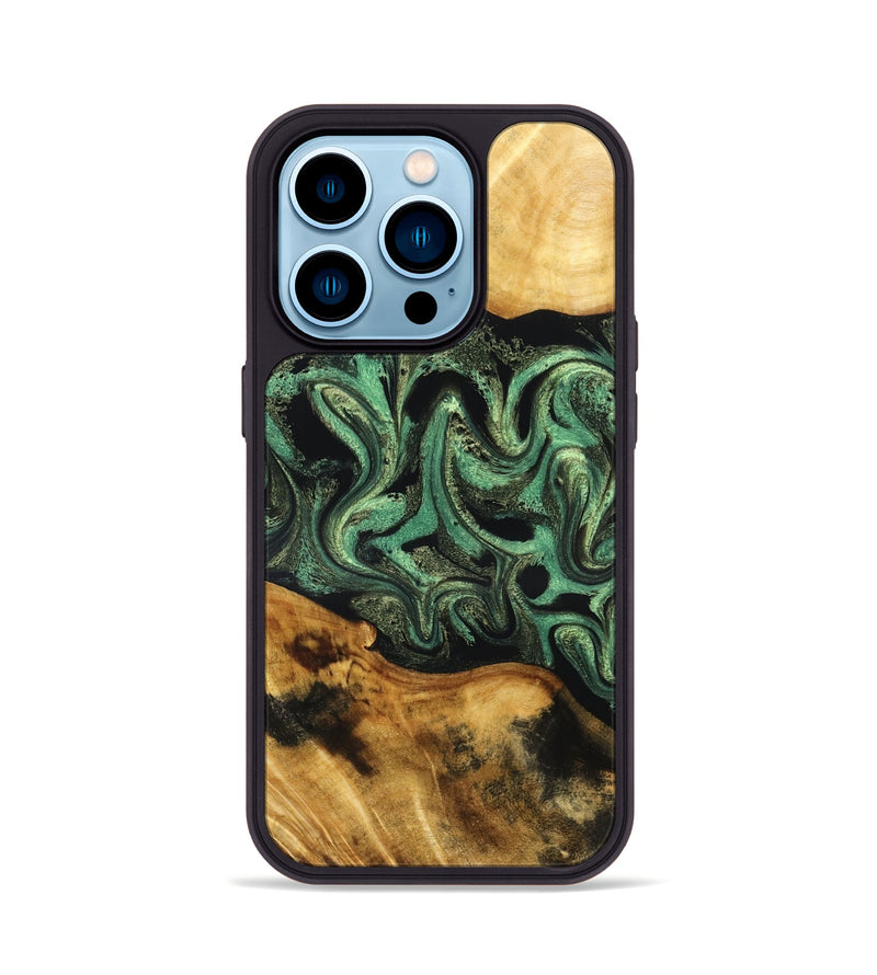 iPhone 14 Pro Wood Phone Case - Alvie (Green, 831125)