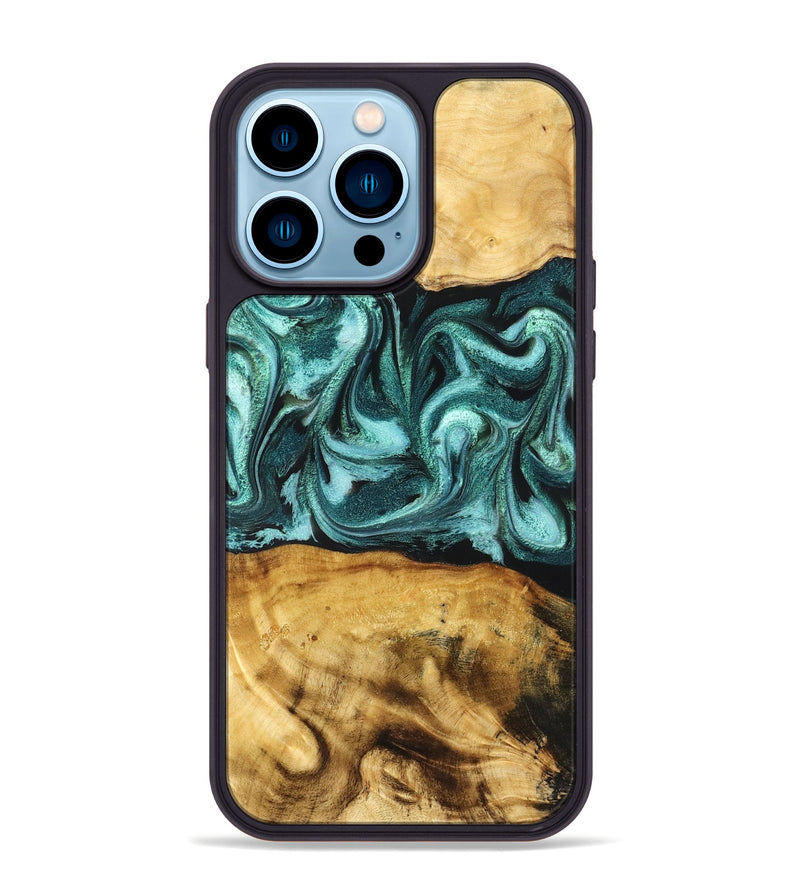 iPhone 14 Pro Max Wood Phone Case - Elise (Green, 831126)