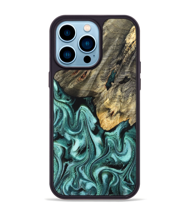 iPhone 14 Pro Max Wood Phone Case - Shaniya (Green, 831128)