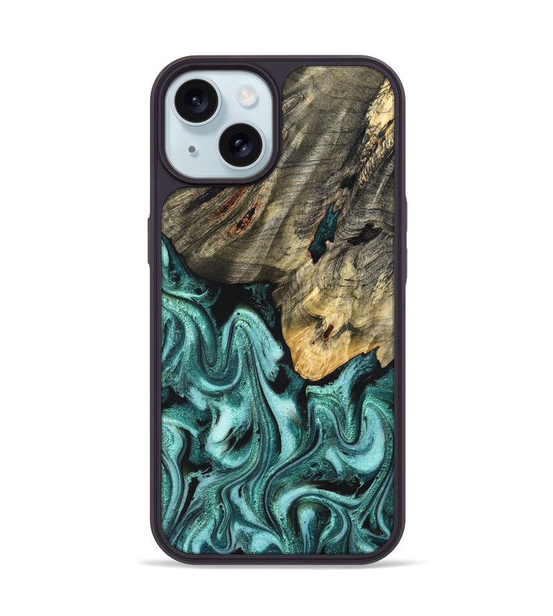 iPhone 15 Wood Phone Case - Shaniya (Green, 831128)