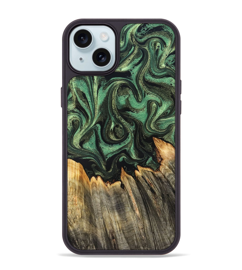 iPhone 15 Plus Wood Phone Case - Myah (Green, 831131)