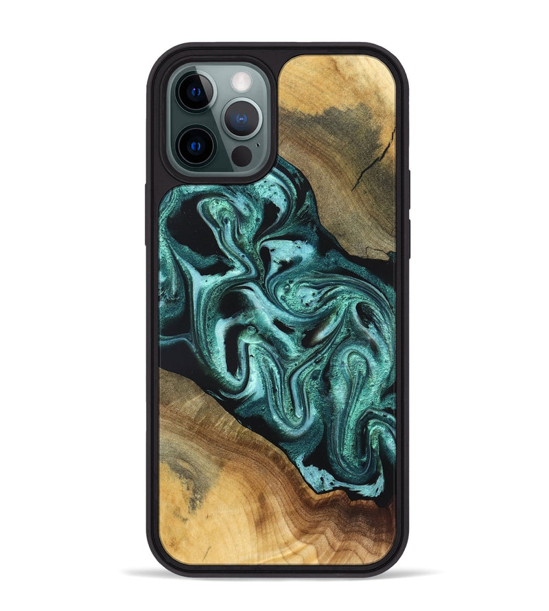 iPhone 12 Pro Max Wood Phone Case - Iliana (Green, 831132)