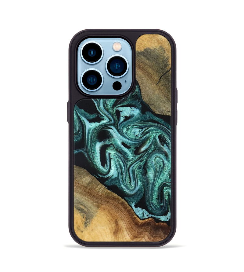 iPhone 14 Pro Wood Phone Case - Iliana (Green, 831132)