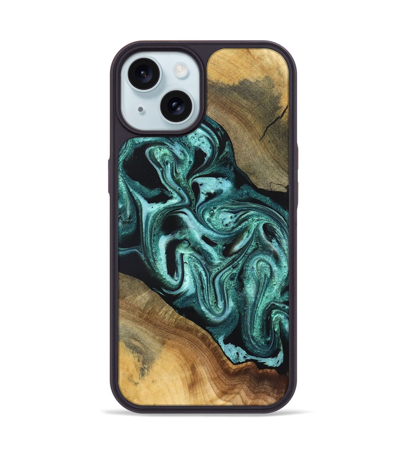 iPhone 15 Wood Phone Case - Iliana (Green, 831132)