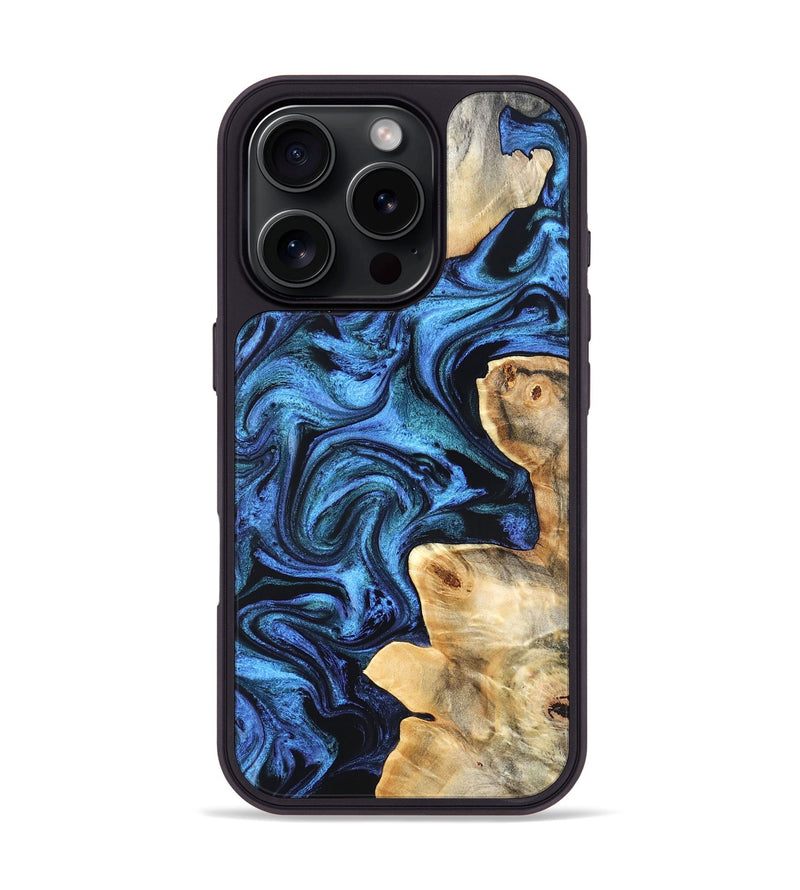 iPhone 16 Pro Wood Phone Case - Kory (Blue, 831134)