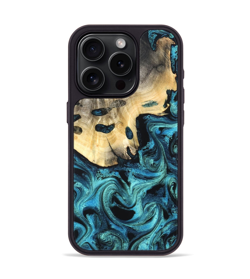 iPhone 15 Pro Wood Phone Case - Mylie (Blue, 831137)