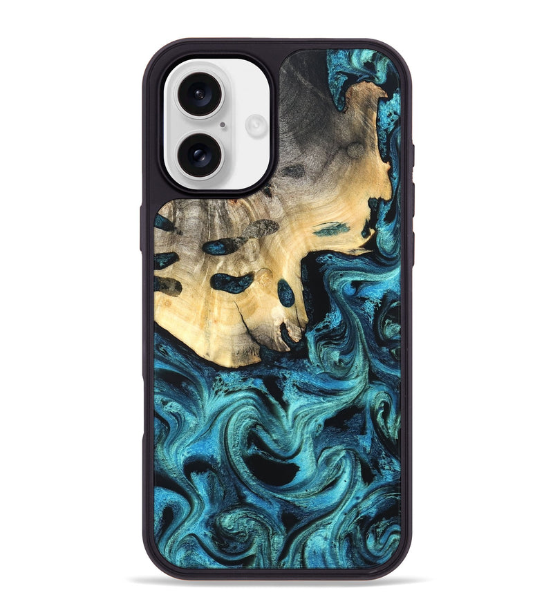 iPhone 16 Plus Wood Phone Case - Mylie (Blue, 831137)