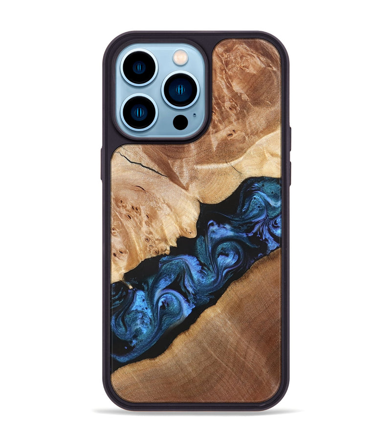 iPhone 14 Pro Max Wood Phone Case - Chelsea (Blue, 831138)