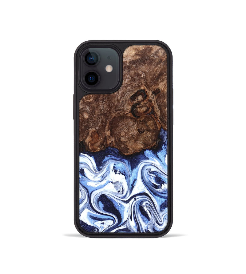 iPhone 12 mini Wood Phone Case - Theron (Blue, 831140)