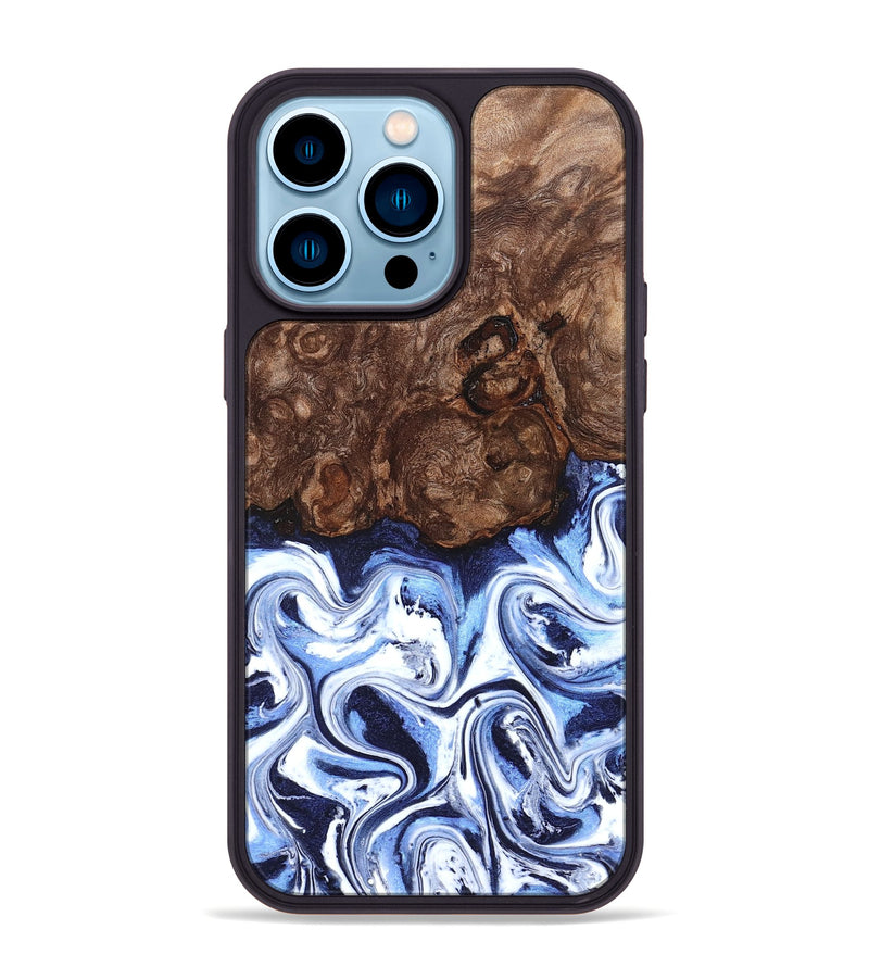 iPhone 14 Pro Max Wood Phone Case - Theron (Blue, 831140)
