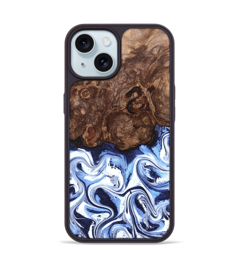 iPhone 15 Wood Phone Case - Theron (Blue, 831140)