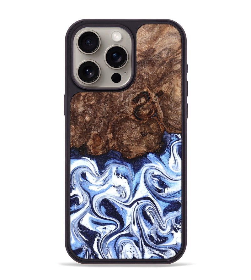 iPhone 15 Pro Max Wood Phone Case - Theron (Blue, 831140)