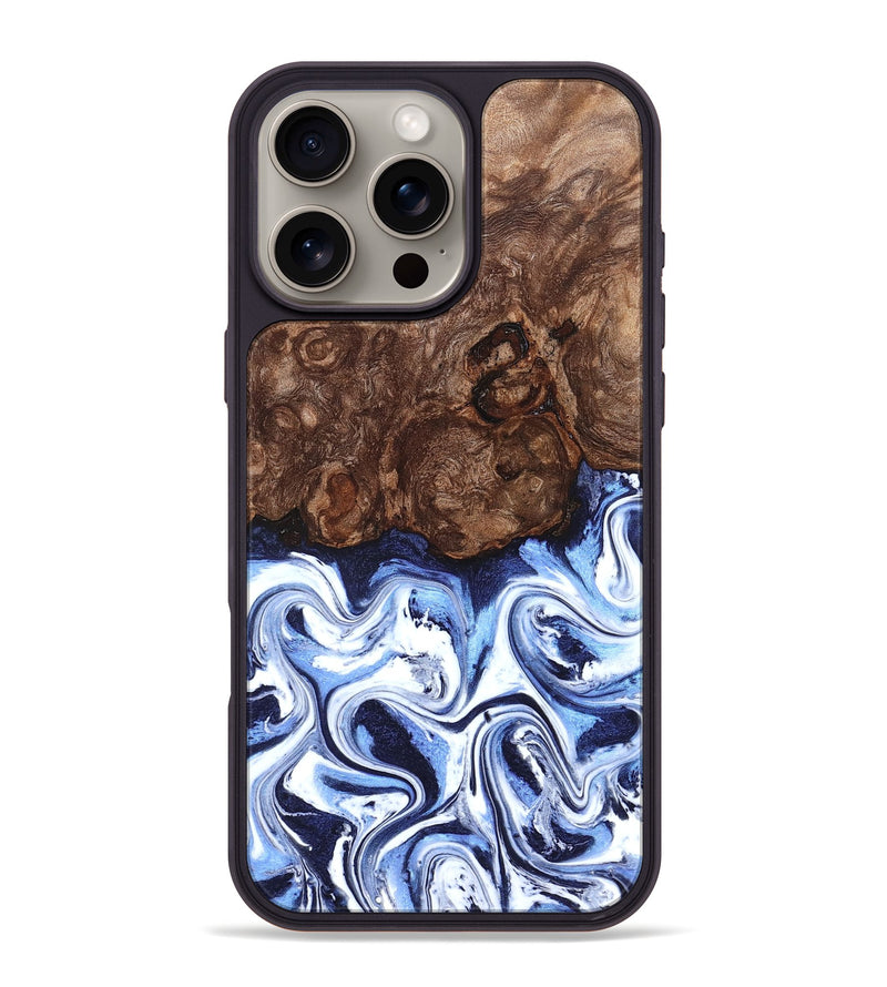 iPhone 16 Pro Max Wood Phone Case - Theron (Blue, 831140)