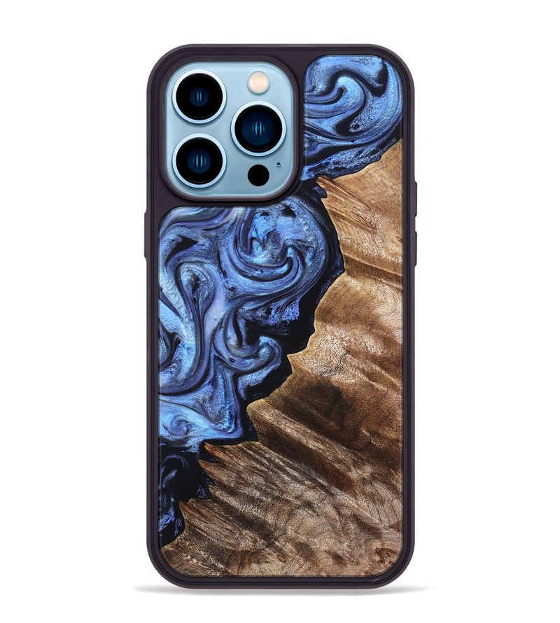 iPhone 14 Pro Max Wood Phone Case - Edward (Blue, 831143)