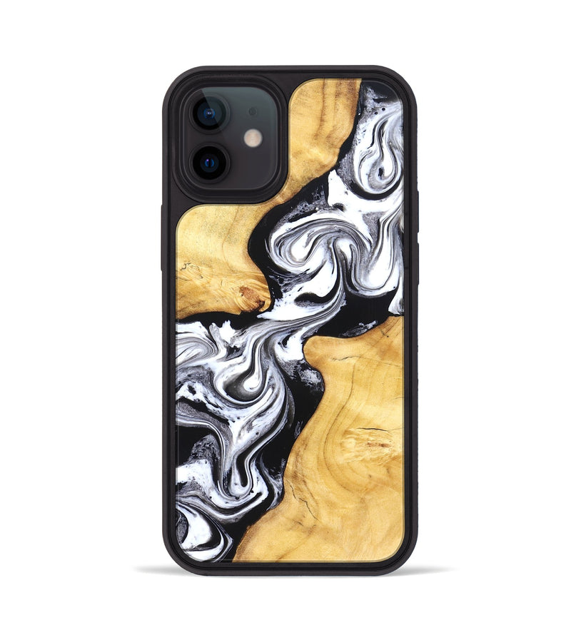 iPhone 12 Wood Phone Case - Taryn (Black & White, 831144)