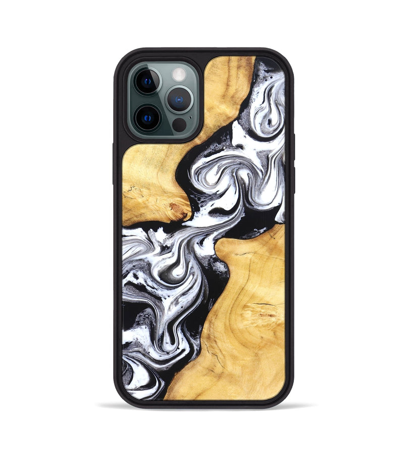 iPhone 12 Pro Wood Phone Case - Taryn (Black & White, 831144)