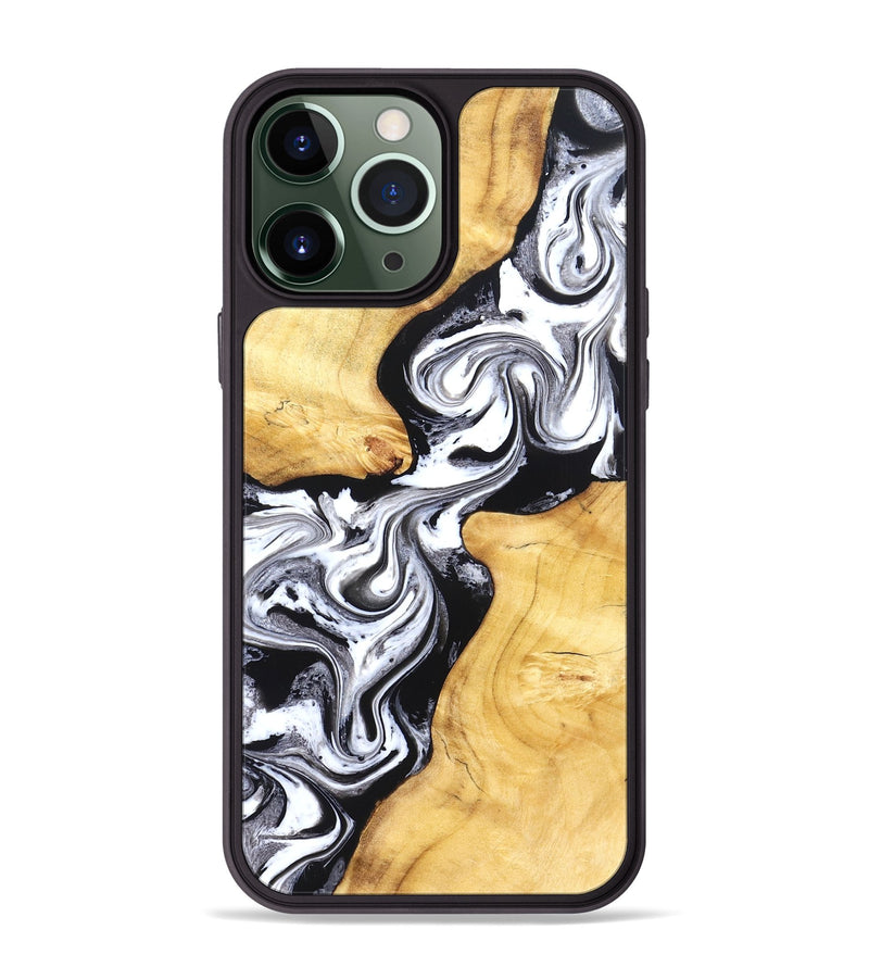 iPhone 13 Pro Max Wood Phone Case - Taryn (Black & White, 831144)