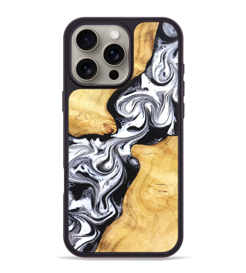 iPhone 16 Pro Max Wood Phone Case - Taryn (Black & White, 831144)