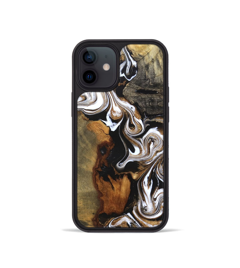 iPhone 12 mini Wood Phone Case - Agatha (Black & White, 831145)